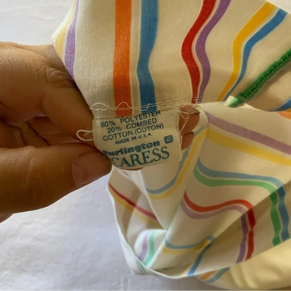 Vtg Burlington Caress Rainbow Stripe Pillowcase